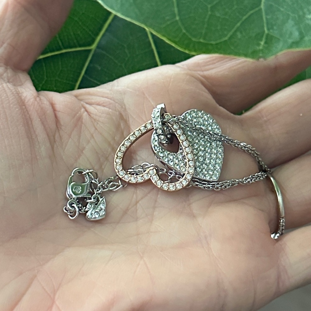 Elegant Rose Gold and Silver Heart Pendant Necklace
